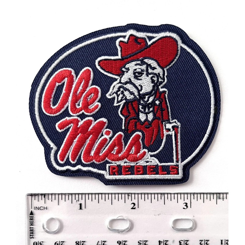 OLE MISS REBELS EMBROIDERED IRON ON PATCH 3” X 3.5”