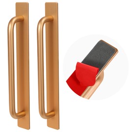 2pcs Self-Stick Instant Cabinet Drawer Handles Pulls | Aluminum Alloy Drawer Push Pull Handles Helper with Adhesive Door Handle for Kitchen Cabinet Drawer Window Sliding Closet (Gold, Large(210mm))