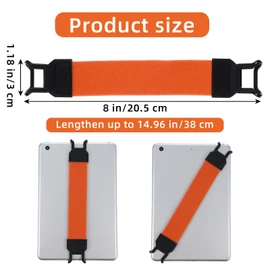 Ptwola Hand Strap Holder Universal Tablet Secure Grip Holder High Elasticity Finger Handle Bands Accessories Versatile Lightweight Bundle Strap Stretchable to 8.27-14.96 inches for Readers (Orange)