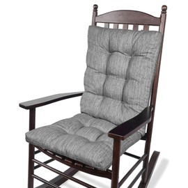 baibu 19.5 x 19.5 x 4 Inch Large Size Rocking Chair Cushion Set, Dual-Layer Patented Design Memory Foam Seat & Back Cushion with Ties for Indoor Living Room Rocker, 2 Piece Set, Grey