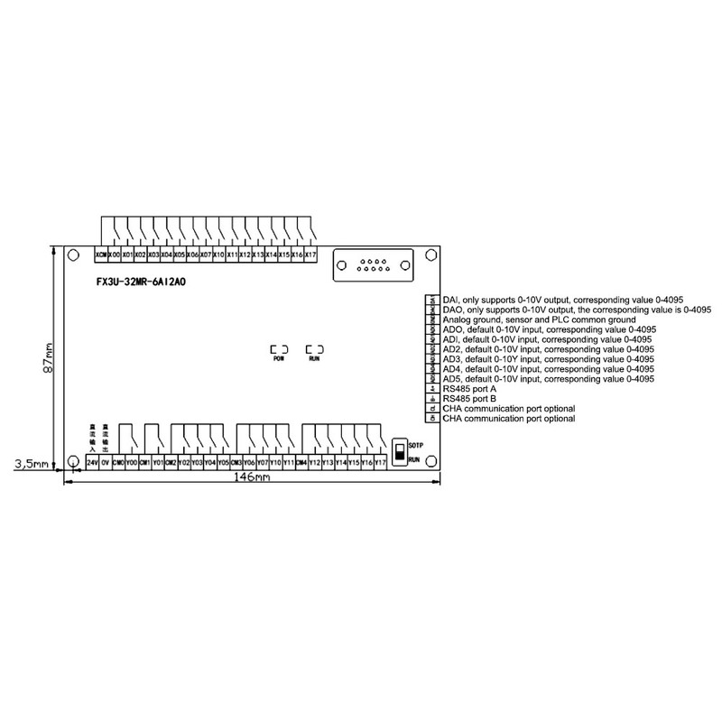 Industrial Control Board PLC Programmable Logic Controller Supports 485 CAN