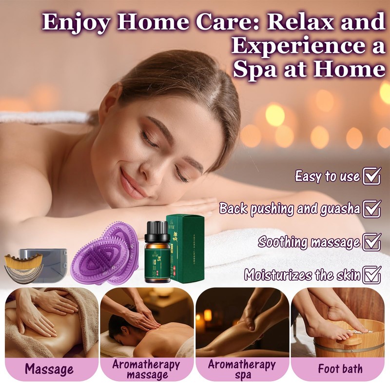 2 x Meridian Massage Brush with 10 ml Essential Oils