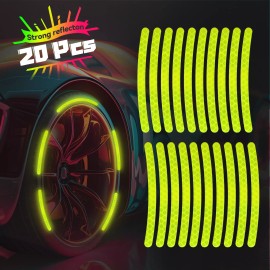 Lasertail 20Pcs/Pack Reflective Laser Car Wheel Rim Decal Sticker For for Cars Motorcycle - Green