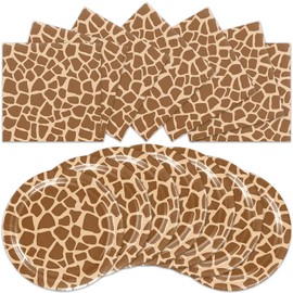 40pcs Animal leopard print Party Supplies，Jungle Safari Wild Animal Birthday Party Decorations Paper Tableware for Birthday Party, Baby Shower and Jungle Safari Themed Party。