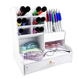 Comzantor White Pen Organiser, Pen Holder Kids Desk, Pen Box, Holder Storage, for Office, Home, School