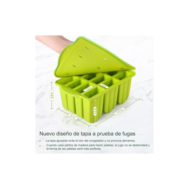 Moldes para Paletas de Hielo Silicona 12 Cavidades, Molde de
