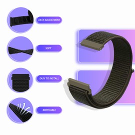 CeiBand Strap for 18 mm, 20 mm, 22 mm, nylon watch straps, replacement strap with Velcro fastener, adjustable watch strap for men and women, dark green