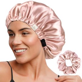 YANIBEST Double Layer Satin Bonnet Silk Bonnet for Sleeping Adjustable Bonnet for Women with Curly Natural Hair