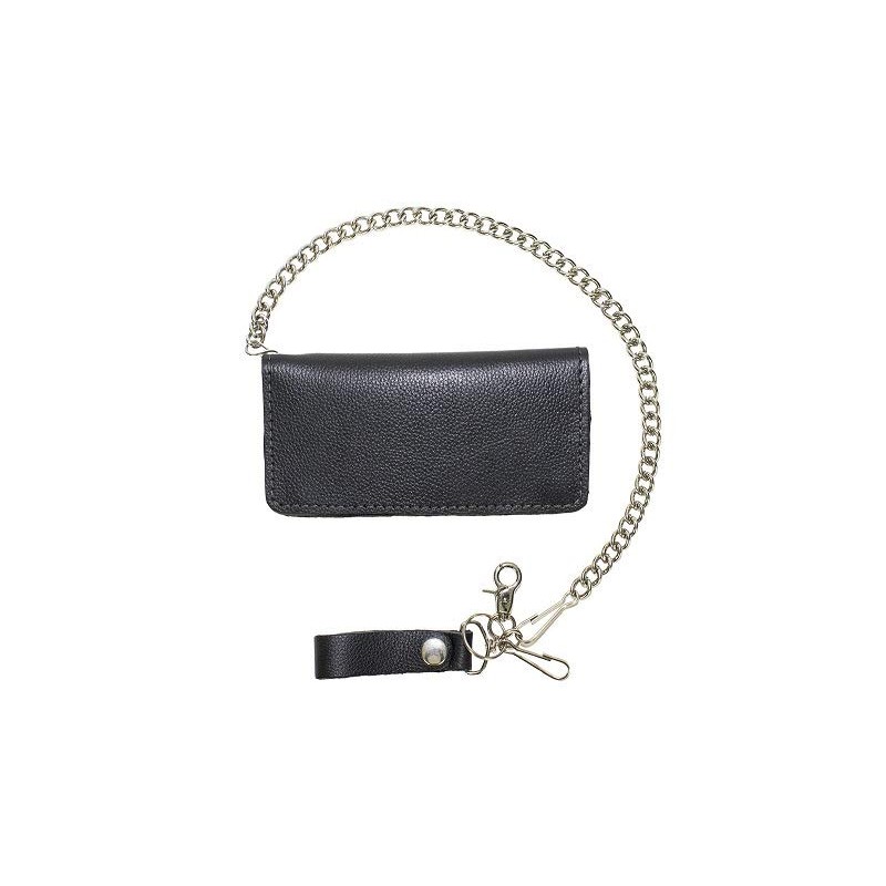 Billys Biker Gear Heavy Duty Black Leather Chain Wallet