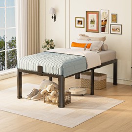 Yitong Angel 18 inch Twin Bed Frame with Round Corner Legs Mattress Slide Stopper,3500 lbs Heavy Duty Metal Platform,No Box Spring Needed,Steel Slat Support,Easy Assembly,Noise Free