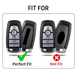 T-carbon Key Fob Cover Fits Ford Bronco with Keychain;Real Glass Fiber Key Case Shell Holder Protector Fits Ford F-150 Raptor Explorer Ranger Bronco Sport 2024 Smart Remote Keyless Accessories RED