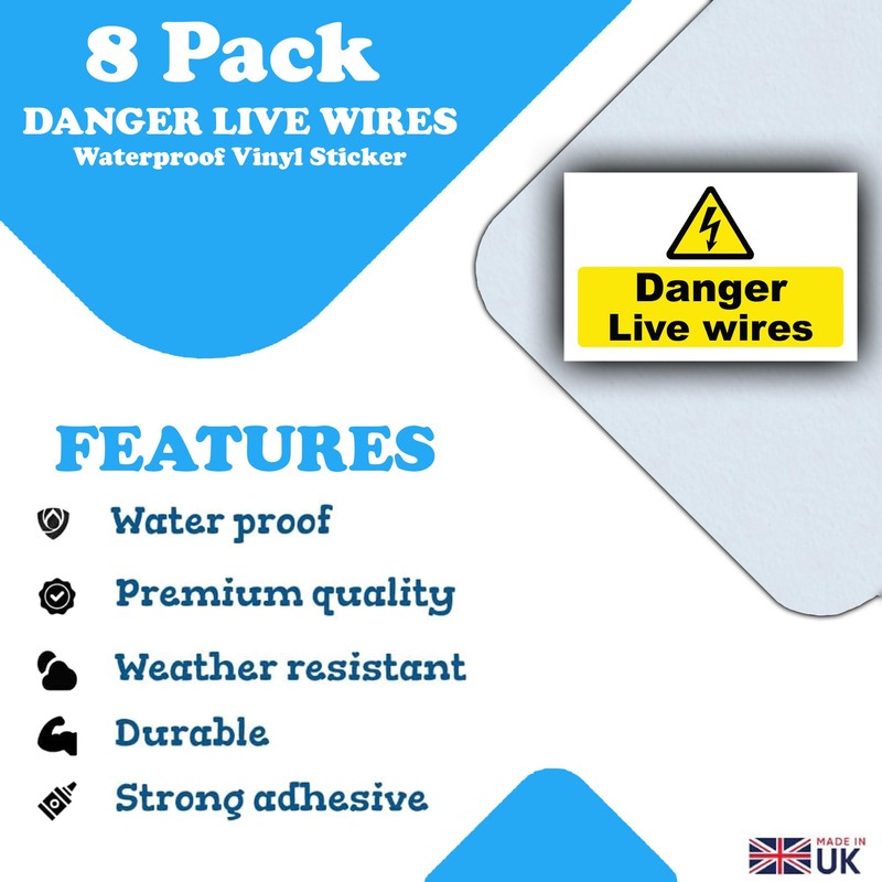 8 Pack - Danger Live Wires Stickers – Electrical Hazard