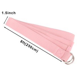 Muka Yoga Strap Adjustable Cotton Stretch Band with Metal D-Ring Buckle, Blue 8FT Yoga Belt for Workout