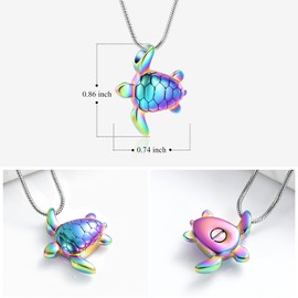 Imrsanl Sea Turtle Cremation Jewelry for Ashes Necklace Keepsake Memorial Urns Pendant Jewellery for Pets/Human (Colorful)