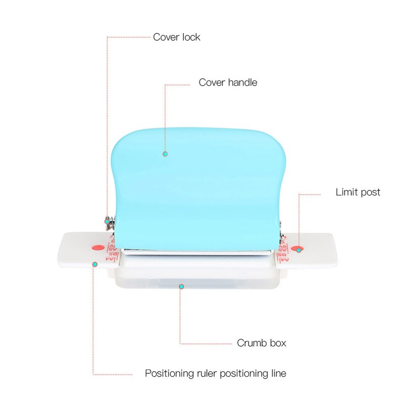 Adjustable Hole Punch Green Manual Office Home Universal A4 Paper
