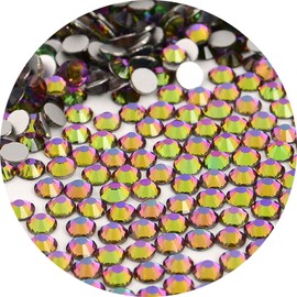 NCB Nancybeads 3000pcs Flatback Round Glass Nail Art Rhinestones Crystal for DIY Making Accessories Shoes, Clothes, Face Art, Bags, Manicure (Green Volcanic, SS3 3000pcs)