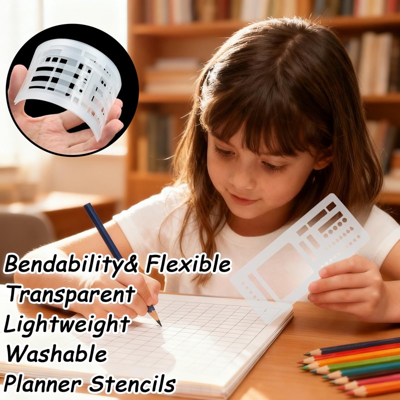 9 Pack Handmade Flexible Record Template, Reusable Planner Stencils Templates