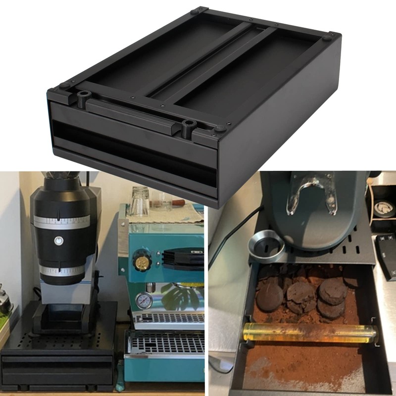 DIBTSA Espresso Knock Box Drawer, Stainless Steel Pull-Out Style Coffee