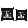 Funny Snowball Fights Happy Dinosaurs and Snowball Fighter Throw Pillow,