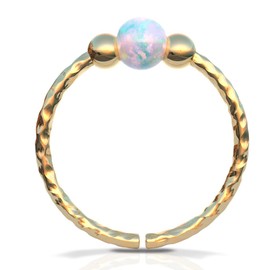 Gold Nose Ring - White Opal Piercing Earring 20 Gauge - Small Piercings Nose Piercing - Opal Nose Rings - Thin Nose Ring - White Opal Piercing