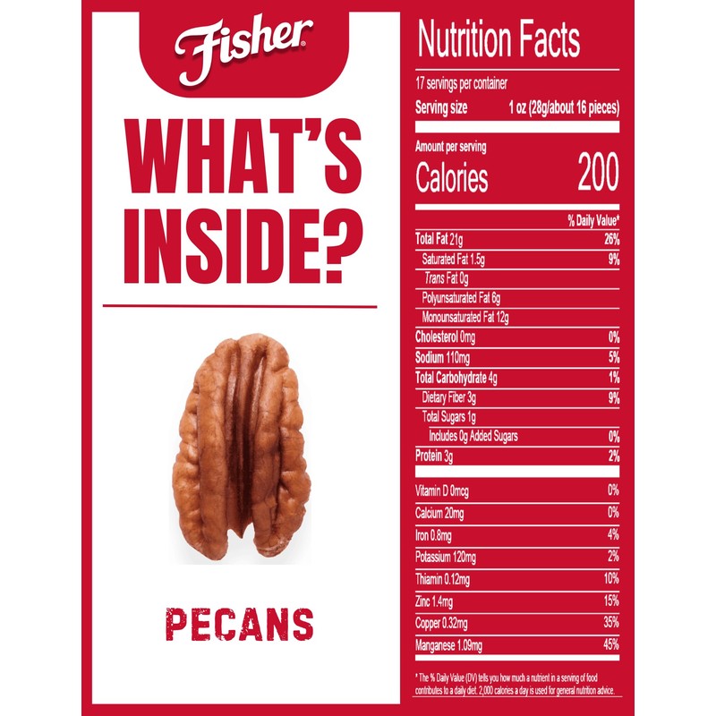 Fisher Oven Roasted Never Fried Mammoth Pecans, 17 Ounces (Pack