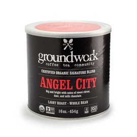 Groundwork Organic Whole Bean Light Roast Coffee, Angel City, 16 Ounce Can