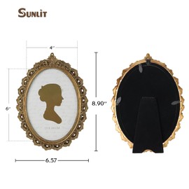 Sunlit Vintage Picture Frame 5x7 Inch, Oval Antique Photo Frames with Glass Front, Luxury Photo Display, Tabletop Wall Hanging, Gift Ideas, Bronze