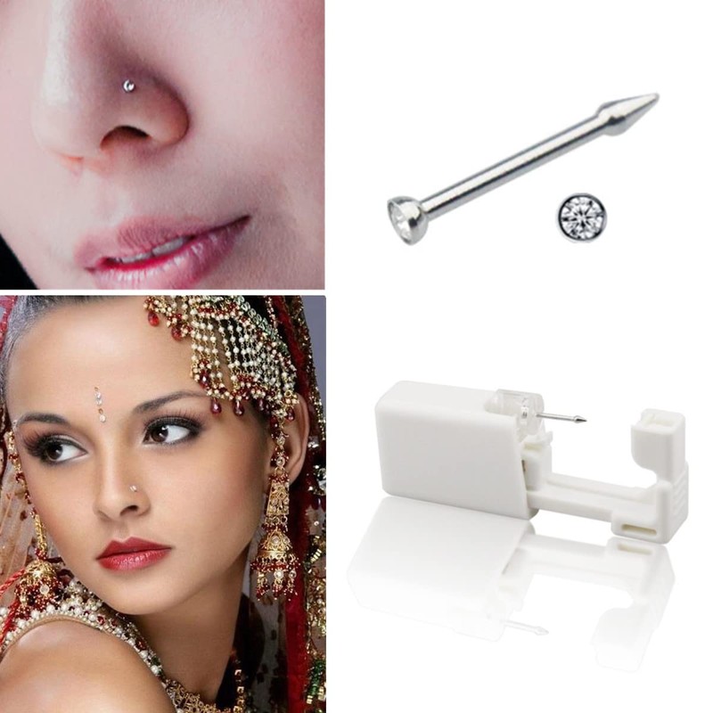Suskriyocic 2 Pack Disposable Sterile Nose Piercing Kit Tool with