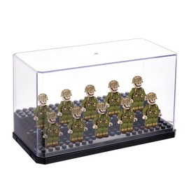 OLYCRAFT Acrylic Display Case 3-Layer Mini Figures Display Case Dustproof Model Display Case 17.3 x 8.2 x 10.5 cm Mini Figures Display Case for Brick Block Action Figures Storage Display Black Base
