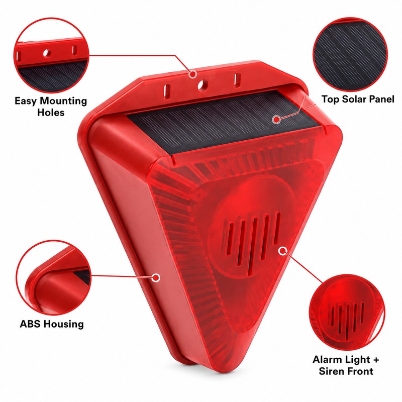 Solar Motion Sensor Alarm for Outdoor Animal Deterrence – 130dB