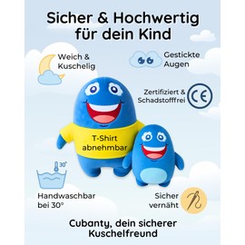 Cubanty Kuscheltier – Einschlafhilfe & Schlafbegleiter für Kinder – weiches Plüschtier 14 cm zum Kuscheln – liebevoll gestaltet – Geschenk für Mädchen & Jungen ab 3 Jahren