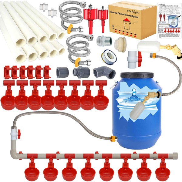 Complete Set Pipeline Automatic Chicken Waterer System(58 Accessories Included)Chicken Water