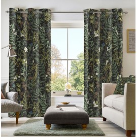 Asuexpect Vintage Botanical Curtains Green Plant Floral Room Darkening Grommet Window Drapes Wildflower Farmhouse Curtain Retro Elegant Decor for Bedroom Living Room 2 Panels, 52x84 inches (Black)