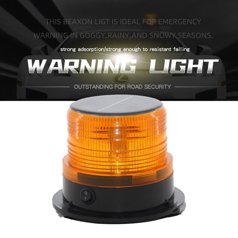 Solar Strobe Warning Safety Flashing Light LED Emergency Warning Light