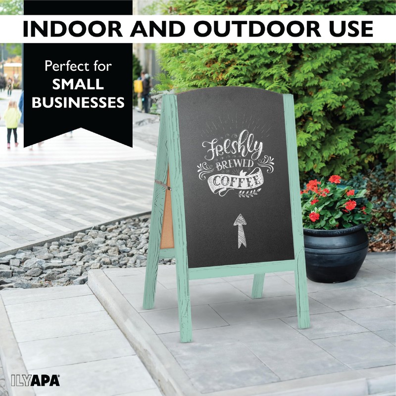 Ilyapa Wooden A-Frame Chalkboard Sidewalk Signs with Rounded Top -