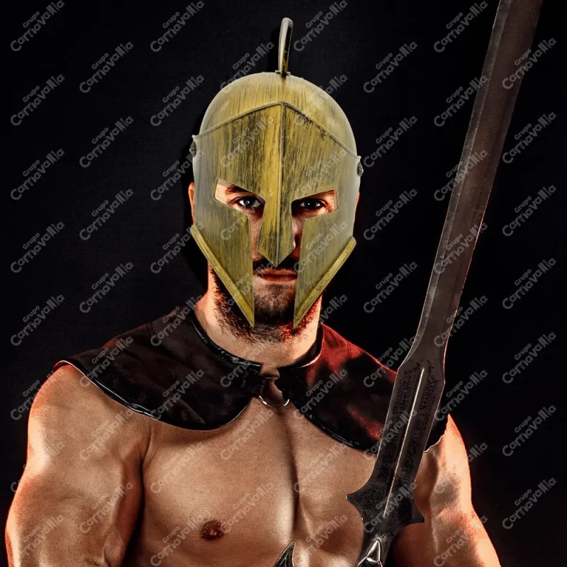Casco Romano Color Bronce Plástico Disfraz Spartano Gladiador 300 Costume