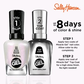 Sally Hansen Miracle Gel Salon Quality Nail Polish | Gel-Like Formula, Two-Step System, No UV Light Needed, Long Lasting | Sheer, Glittery | 785 Twinkle Whites | Iridescent White Nail Polish