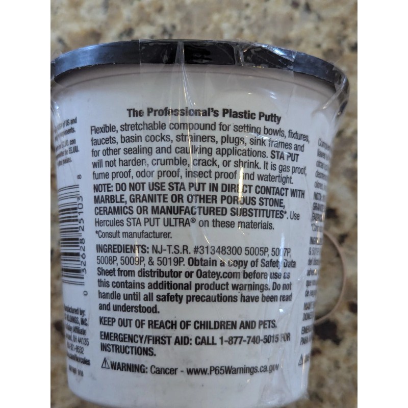 Sta-Put 3lb Plumber's Putty, Plumbers Putty Formula will not Crack