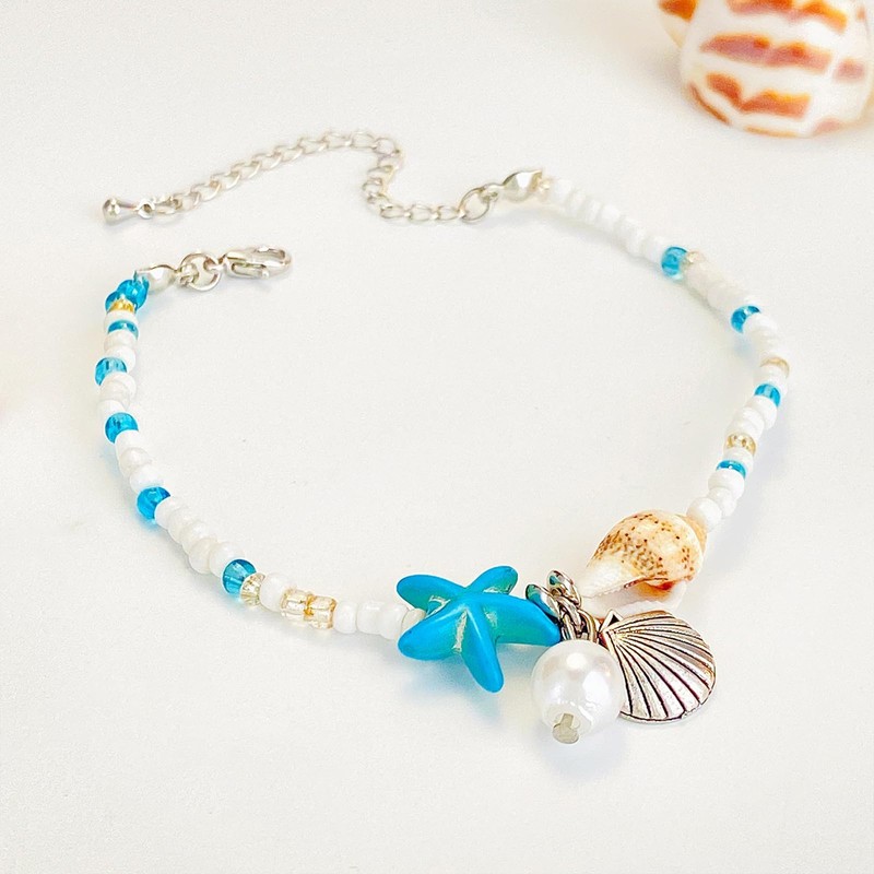 Lyfange Ankle Bracelet for Women Beach Puka Shell Anklet Waterproof