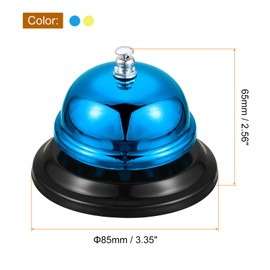 sourcing map 2 Pcs Call Bell, 85mm/3.35" Desk Bell Service Dinner Bell for Restaurant Hotel Room Kitchen Bar Party Classroom(Blue+Gold)