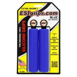 ESI EXTRA CHUNKY 100% silicone MTB Grips Shock Absorbing 34mm Diff colors AV - Blue