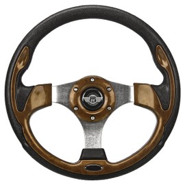 RM Cart Wood Grain Golf Cart Steering Wheel with Chrome Adapter for EZGO Golf Carts