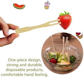100Pcs Disposable Wooden Forks Natural Two Claw Disposable Fruit Forks Suitable for Banquet Party Catering