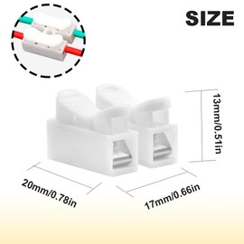 Yosawo 65 Pieces 2P Spring Wire Connectors,Electrical Cable Clamp Terminal Block Connector, LED Strip Light wire connectors （CH2)