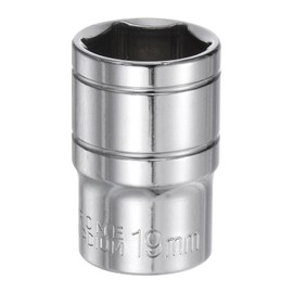 HARFINGTON 6-Point Socket 1/2" Drive 19mm Metric 1.5" Length 45# Steel Shallow Sockets Mirror Polishing Chrome Sockets for Car Repair Mechanical Maintenance Home Use