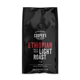 Ethiopian Bold Light Roast Grade 1, Whole Bean Coffee, Natural Dry Processed Single Origin, Intense Bright Bold & Aromatic Coffee, Gourmet Coffee - 5lb Bag