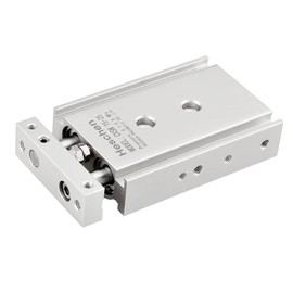 Heschen Dual Aluminum Air Cylinder, CXSM 15-25, Guide Rod Plate Double Rod Guided Pneumatic Slide Bearing Cushioned, 15mm Bore, 25mm Stroke, Double Acting