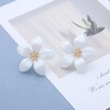 Inateannal Exaggerated Large Flower Studs White Enamel Flower Earrings Metal