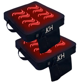 KIMI HOUSE Black Heated Stadium Seat Cushion 2 Pack, Boat Canoe Kayak Seat Cushion, Bleacher Seat Cushion, Portable and Extra Thick Cushion for Any Outdoor Events