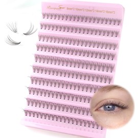 Parriparri Individual Lashes 200 Pcs Cluster Lashes Natural 10D DIY Lash Extension Wispy Soft Individual False Eyelashes Extension At Home (10D-0.07C-8-16MM Mix)